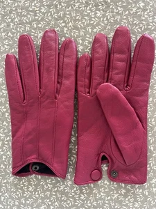GENUINE LEATHER GLOVES PLUM MAROON FLEECE LINED SIZE SMALL - Picture 1 of 5