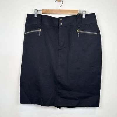 Lauren Ralph Lauren 女式 14 码黑色拉链开衩铅笔经典 — 第 1/4 张图片