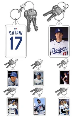SHOHEI OHTANI Los Angeles Dodgers MLB Baseball Jersey Style Photo Keychain - Image 1 of 4