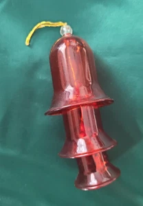 🎄Campana colgante de vidrio rojo anidada de 3 niveles adorno de árbol de Navidad clapper transparente de colección - Imagen 1 de 8
