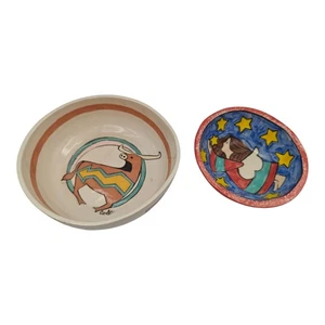 Studio Art Pottery Bowls Bull Girl Southwest Signed READ!!! - Picture 1 of 6