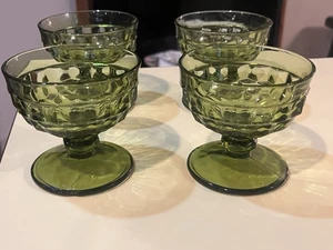 Vasos de postre Indiana Glass Whitehall aguacate patas verdes Sherbet MCM de 4 piezas - Imagen 1 de 11