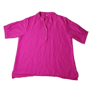 Women's Plus Size 3XL Pink Buttons V-Neck Comforable Blouse FREE SHIPPING - Picture 1 of 2