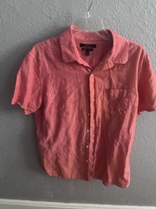 Camisa Marc Anthony de Lujo para Hombres Lino/Algodón Coral Calce Ajustado Talla Grande - Imagen 1 de 7