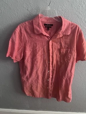 Marc Anthony Luxury Mens Linen/Cotton Coral Slim Fit Size Large Shirt - Image 1 of 4