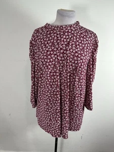 Adrianna Papell Women Pink White Color Ruffle Neck Pleated3/4 Sleeve Top Size 2X - Picture 1 of 8