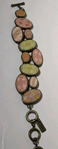 Vintage JILZARAH Handarbeit Ton Perlen ROSA SALZ KOPFSTEINPFLASTER KNEBEL Armband - Bild 1 von 8