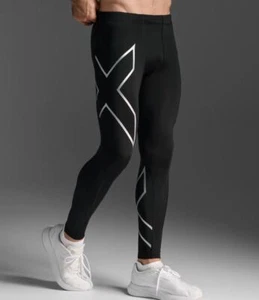 2XU Mens Compression Long Tights - Black/Silver - Picture 1 of 16