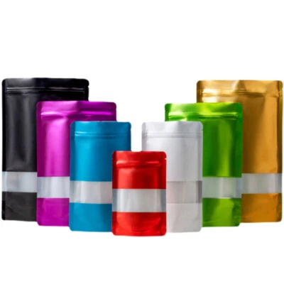 7 Colour Resealable Grip Seal Bag Zip Lock PET Foil Window Stand Up Pouch - Image 1 of 4