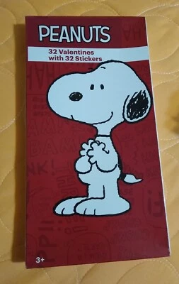 Peanuts Snoopy Charlie Brown 32 VALENTINE'S ❤️ with Stickers 🆕 Free shipping! - Image 1 of 4