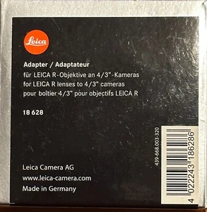 Leica 18628 Lens Adapter (for Leica R Lenses to 4/3 Body) New - Picture 1 of 4