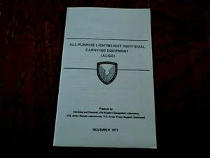 U.S ARMY ALICE GEAR BOOK CARE AND USE OF EQUIPMENT ADJUSTMENTS & ATTACHING - Picture 1 of 7