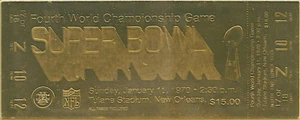 22KT GOLD SUPER BOWL 4 TICKET Willabee Ward KANSAS CITY CHIEFS Minnesota Vikings - Picture 1 of 2