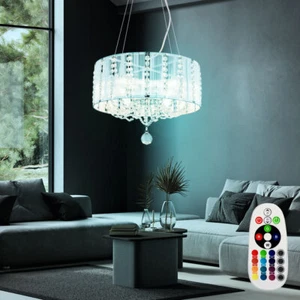 RGB LED Kristall Hänge Decken Lampe DIMMER Fernbedienung Schlaf Zimmer Leuchte - Bild 1 von 12