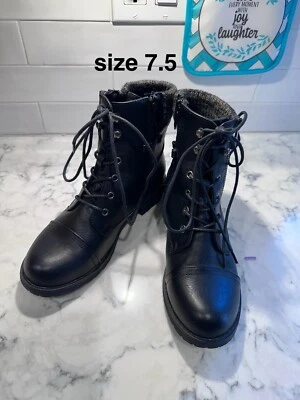 Dream Pairs black boots fashion combat style size 7.5 punk biker gothic - Image 1 of 4