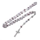 Catholic Spotted Glass Beads Rosary Necklace for Women Pendant Long Chains