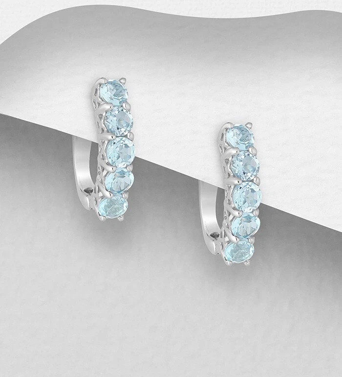 La Preciada - 925 Sterling Silver Omega Lock Earrings, Decorated with - Image 1 of 1