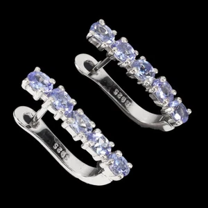 Summer 925 Silver Earrings Oval Tanzanite Natural Gemstone Jewelry - Picture 1 of 9