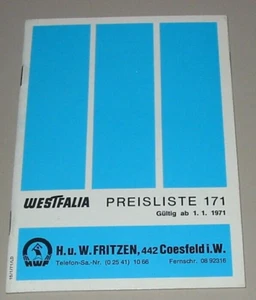 Preisliste Westfalia 171 Getreide Trockner Mais Reiniger Körnergebläse 01/1971 - Bild 1 von 1