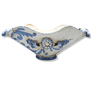 Centrotavola in ceramica di Caltagirone, decoro in stile Barocco e fiori in rili - Imagen 1 de 9