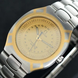 Reloj de cuarzo para hombre OMEGA Seamaster Polaris GMT fecha 18 quilates combinado esfera dorada 396.1122 - Imagen 1 de 15