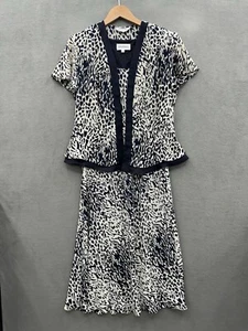 Studio 1 Women’s 8 Blue Animal Print Sleeveless Maxi Dress With Jacket - Picture 1 of 16