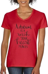 Damen-T-Shirt V-Ausschnitt A Dream is A Wish Your Heart Makes [#2141] - Bild 1 von 3
