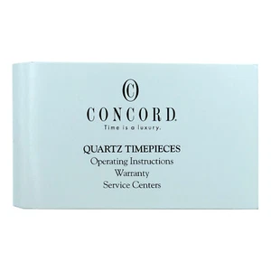 CONCORD QUARTZ TIMEPIECE OPERATING INSTRUCTIONS WARRANTY AND SERVICE CENTER BOOK - Picture 1 of 3