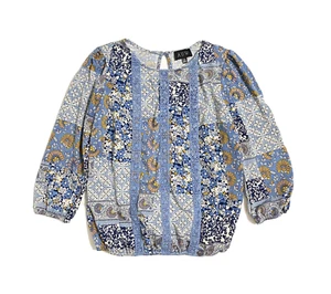 Blusa floral azul AUW para mujer talla pequeña - Imagen 1 de 3