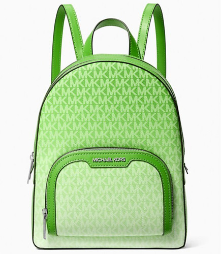 Nuovo zaino Michael Kors Jaycee Medium Ombré logo verde giungla con sacchetto antipolvere