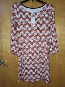Boden Womens Size 6R Brown Orange Palm Leaf 3/4 Balloon Sleeve Lucie Dress - Picture 1 of 7