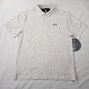 Under Armour UA Playoff 3.0 Printed Short Sleeve Polo White 1378677 Men's Size S - Picture 1 of 6