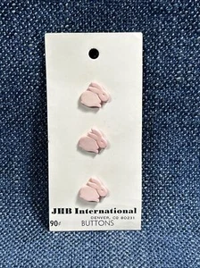 Vintage JHB Buttons 1/2” 3 Light Pink Bunnies 1983 Style # 22445 - Picture 1 of 3