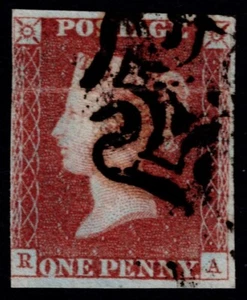1841 1d Red-Brown Black Pl 10 RA Variety P Converted to R GU Cat. £325.00 - Picture 1 of 1