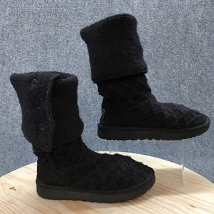 UGG Winter Snow Boots Womens 9 Lattice Cardy Classic Black Button 1016557 - Picture 1 of 19