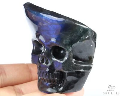 Escultura artística de calavera de cristal tallada a mano de labradorita de 2,4", cristal curativo Foto 1 de 4