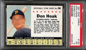1961 Post Cereal Hand Cut #130 Don Hoak Pittsburgh Pirates PSA 5 EX 6385 - Bild 1 von 2