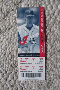 CLEVELAND INDIANS VS LOS ANGELES ANGELS 8/8/2006 FULL TICKET ~ CLIFF LEE - Picture 1 of 1