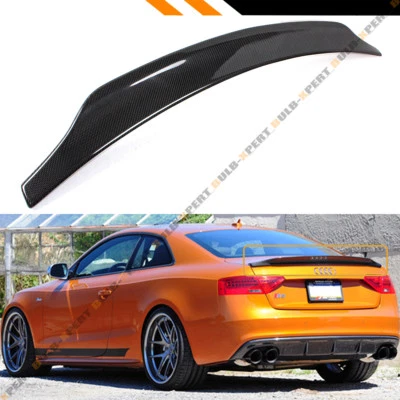 FOR 2009-2016 AUDI S5 RS5 CAT STYLE CARBON FIBER HIGHKICK TRUNK LID SPOILER WING - Image 1 of 4