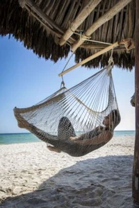 Mexican Mesh Hanging Chair Natural White Cotton - Picture 1 of 12