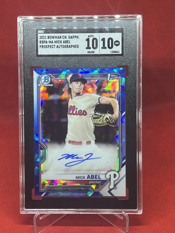2021 Bowman Chrome Sapphire MICK ABEL Auto Twins SGC 10/10 GEM BSPA-MA . - Image 1 of 1