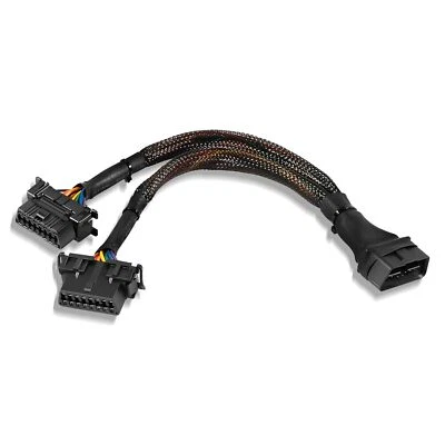 B6 OBD II OBD 2 16 Pin Splitter Extension Cable 1 Male 2 Female Y Cable 12" Foto 1 de 4