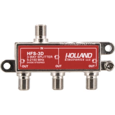 Holland HFS-3D 3-Way Coax Splitter Dish Network Approved Hopper & Joey - New - Image 1 of 2