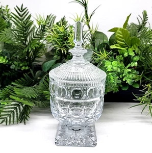 Böhmische Kristall Schokoladenschachtel - 10" hoch antik 1900er Glasdose - Bild 1 von 10