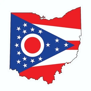 Contorno del mapa del estado de Ohio con pegatina de bandera, calcomanía, pegatina de vacaciones - Imagen 1 de 2