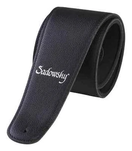 Sadowsky Synthetic Leather Bass Strap with Neoprene Padding - Black with Silver - Picture 1 of 5