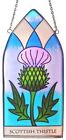 Scottish Thistle Stained Glass Gothic Arched Hanging Sign Home Decor 7.9″ x 3.7″