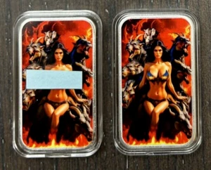 Nice & Naughty Set 1 Oz .999 Silver Bar Seven Heads & Ten Horns Numbered W/ COA - Picture 1 of 6