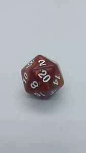 Basic D20 Die For RPGs D&D Brown Gold Swirl Rootbeer - Picture 1 of 6