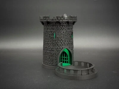 Torre de dados iluminada de 5" y bandeja con escaleras intercambiables, DnD, Dungeons and Dragons, Grn Foto 1 de 4